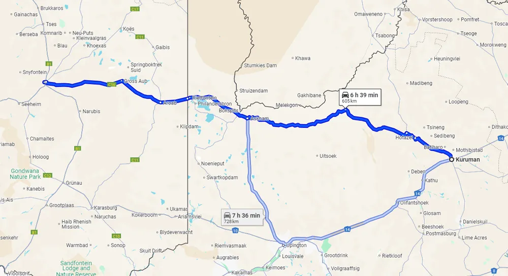 Route de Kuruman à Keetmanshoop